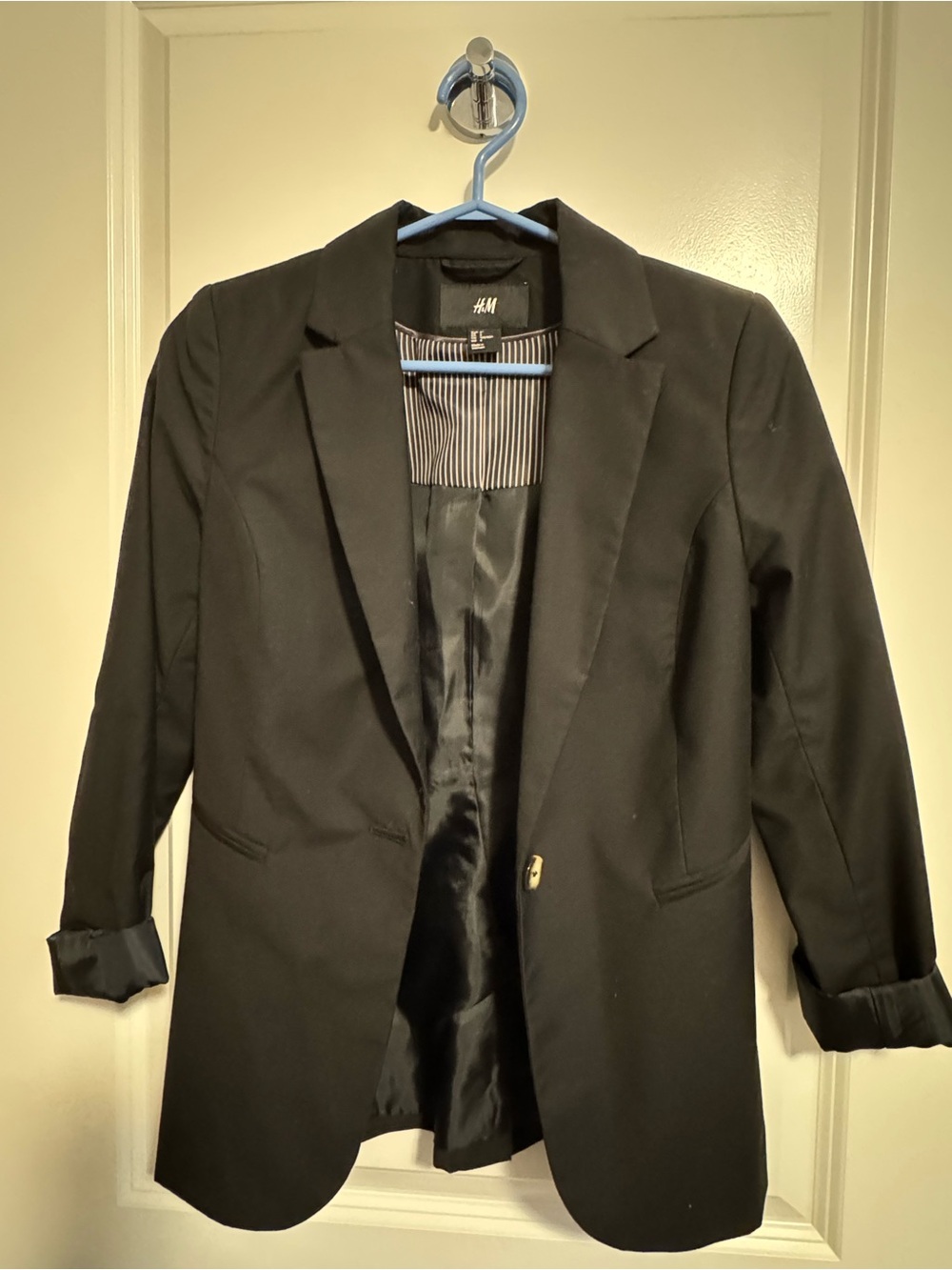 H&M Black Women's Blazer with Pinstripe Lining
